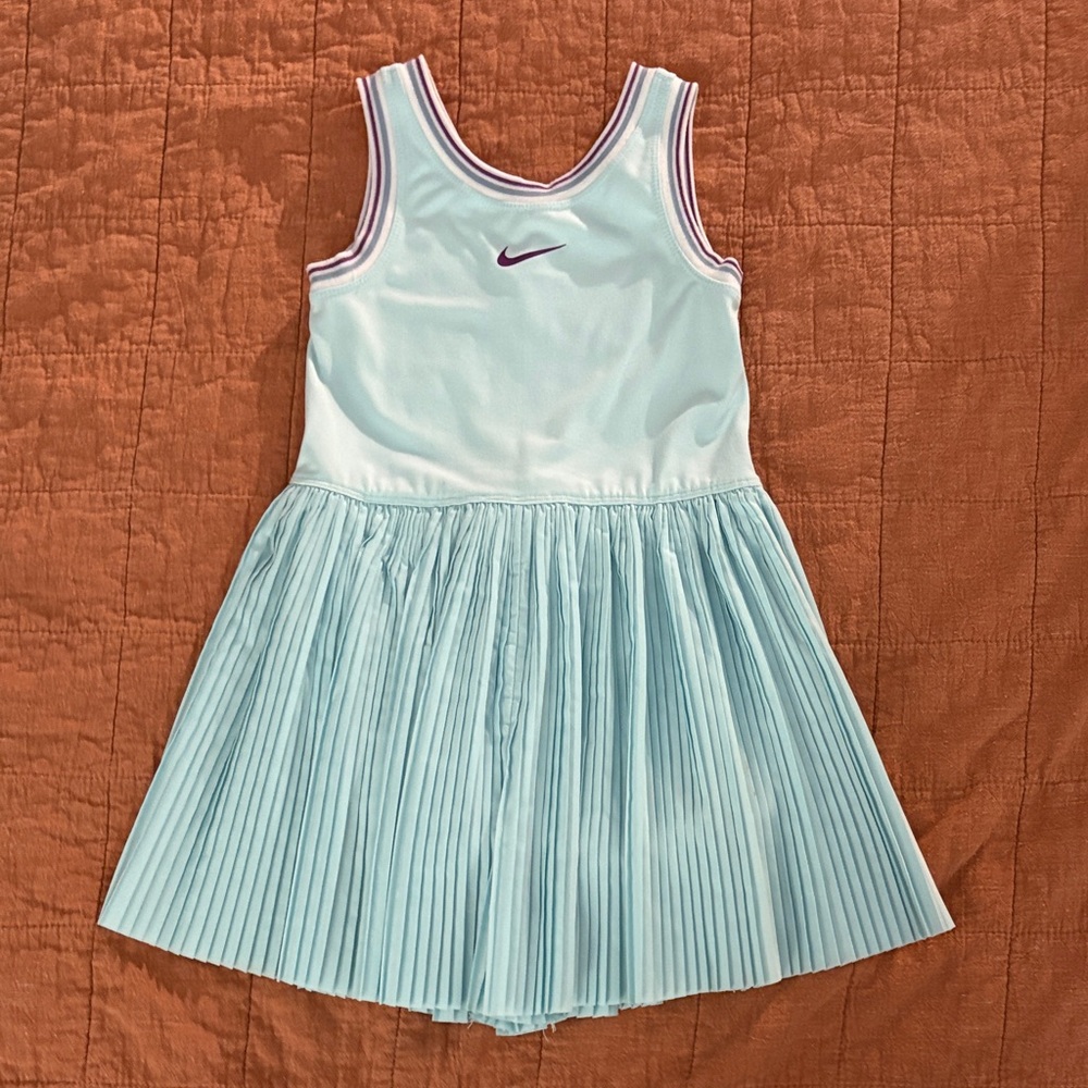 Nike Aqua Pleated Dress with Purple Logo